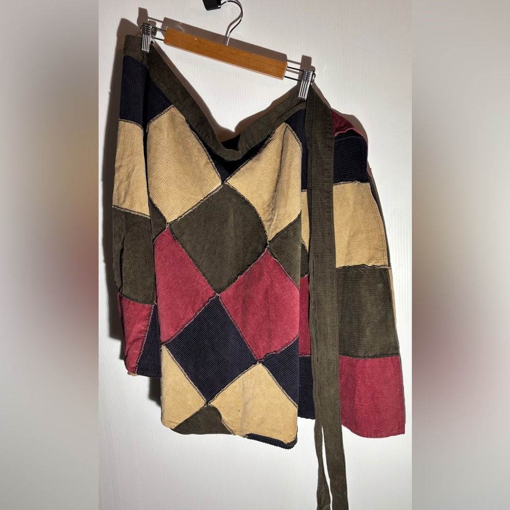 Wraparound, Corduroy Patchwork Multicolor Sweater - image 3